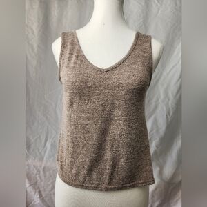 Women's Sleeveless Knit Tank Top Scandi Girl Brown Tan